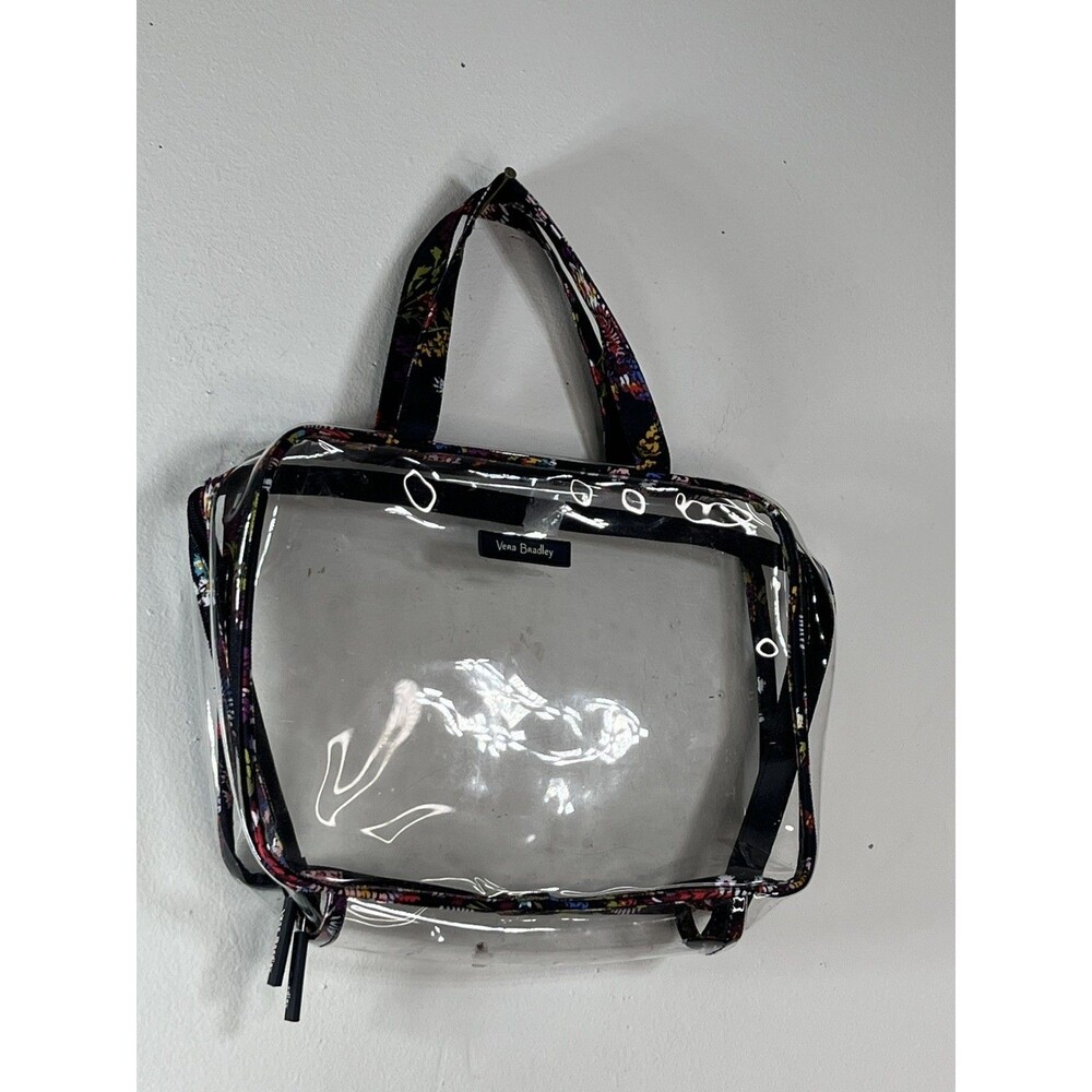 Vera Bradley Large Clear Make Up Travel Bag Pattern Midnight Wildflowers